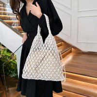 Bolsos de ganchillo de moda para mujer, bolso de mano de playa de rafia, bolso de paja, bolso de hombro de punto bohemio - details 1