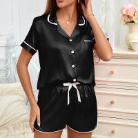 Conjunto de mujer, ropa de dormir de manga corta de seda satinada lujosa, ropa informal para el hogar, ropa de dormir para mujer - details 84