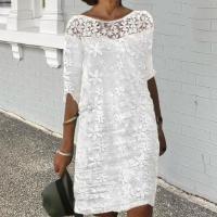 Vestido de playa elegante para Mujer, minivestido Vintage de verano con bordado de flores y costuras de encaje blanco, ropa de calle por debajo de la rodilla - details 7