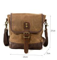 Bolso cruzado de cuero y lona con cera al óleo para hombre, bandolera estilo militar Vintage, informal, de viaje, Unisex, 2020 - details 0