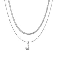 A-Z-collar colgante de acero inoxidable para mujer, cadena pequeña, letra parpadeante, estrangulamiento, cadena de hoja, capas - details 11