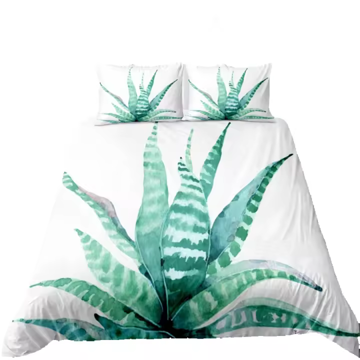 Funda de edredón con diseño de cactus tropical, juego de funda nórdica con arte digital, tamaño King Queen, doble, individual, tamaño individual - 1
