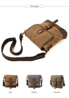 Bolso cruzado de cuero y lona con cera al óleo para hombre, bandolera estilo militar Vintage, informal, de viaje, Unisex, 2020 - details 1