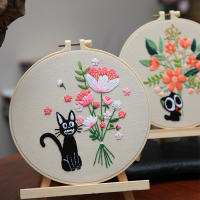 Kit de bordado de la serie Cute Cat, paquete de materiales de bordado artesanal de punto de cruz, productos semiterminados para principiantes - details 1