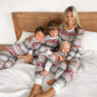 Christmas Kids Adult Homewear Clothing Parent-child Print Sleepwear Suit Family Match Pajamas - details 5