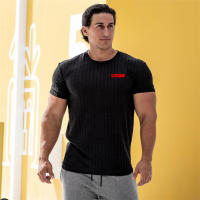 Casual Fashion Slim Fit Print T-shirt Men Sports Short Sleeve Knitted Shirt Summer Gym Fitness Bodybuilding Workout Tops Clothes - details 3