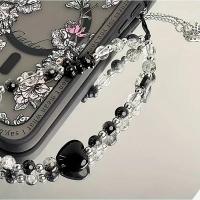 Y2K-cadena para teléfono con forma de corazón de oso negro, colgante moderno para iPhone, Samsung, accesorios universales, cuerda colgante bonita para niña coreana - details 5