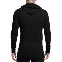 New Fashion Spring Autumn Hooded Sweaters Men Thin Knitted Gym Clothing Slim Fit Pullover Man Classic Ribbed Knit Hoodie Jumper - details 6