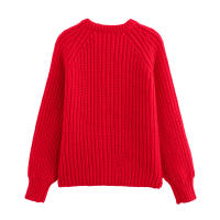 Women Long Sleeve Knit Cardigan Coat Autumn Winter Casual Outerwear Female Single Breasted Red Warm Christmas Sweater - details 1