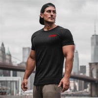 Casual Fashion Slim Fit Print T-shirt Men Sports Short Sleeve Knitted Shirt Summer Gym Fitness Bodybuilding Workout Tops Clothes - details 2