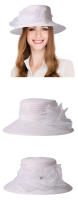 Sombreros Derby de ala ancha para mujer, sombrero elegante de iglesia de flores blancas y negras, tocado nupcial de boda, 2024 - details 3
