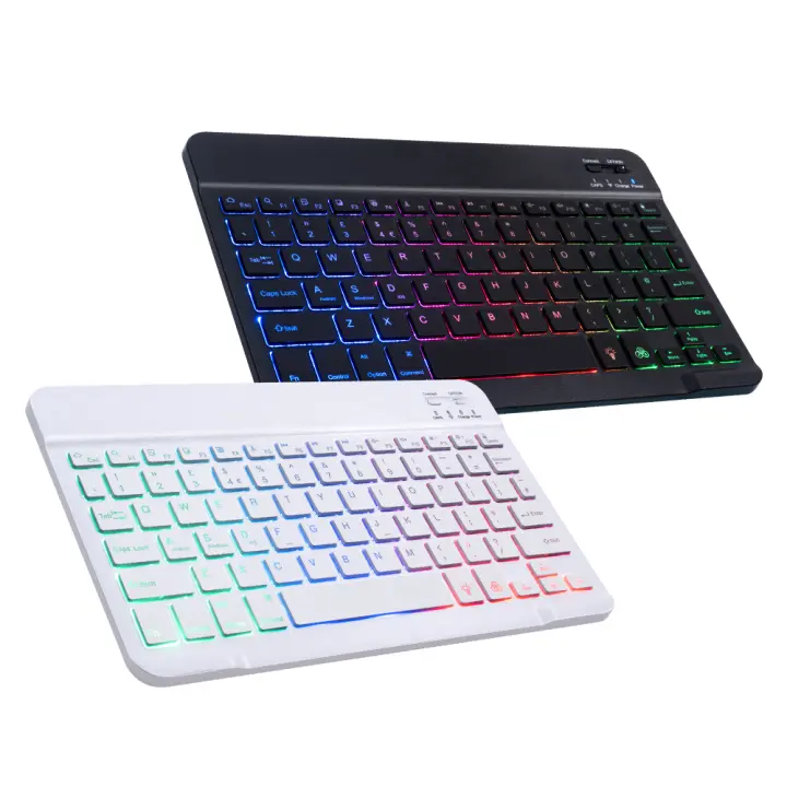 Teclado inalámbrico recargable RGB con luz de fondo para iPad Tablet Phone PC Android IOS Windows Bluetooth estilo contemporáneo layout QWERTY 71 a 81 teclas especialidades de teclado recargable - 1