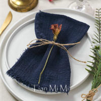 Servilletas rústicas de algodón de gasa, tela de lino Retro elegante y suave para fiesta de boda, comedor, decoración de mesa de uso diario - details 16
