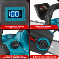 ONEVAN Motosierra eléctrica sin escobillas de 16 pulgadas y 8000w, sierra de cadena para carpintería, cortador de ramas de árbol, herramienta eléctrica para batería Makita, juego de pines - details 5