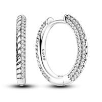 Gran oferta 2025 pendientes de aro con circonita brillante estrella luna sol pendientes redondos circulares de plata 925 para mujer joyería de compromiso de boda - details 20