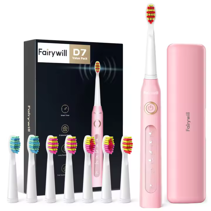 Cepillo de Dientes Eléctrico Sonido Fairywill 5 Modos Cabezas de Repuesto a Prueba de Agua Recargable Potente Limpieza Suave Cepillo de Dientes Eléctrico - 1