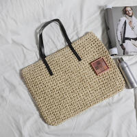 Bolso de playa de verano para mujer bolso de ratán tejido hecho a mano paja de gran capacidad bolso de hombro de cuero para mujer nuevo bohemio - details 2