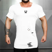 Men Gym Fitness Slim Fit Shirt Summer Absorb Sweat Breathable Cotton Short Sleeve T-Shirt Casual Fashion Square Collar Hole Tops - details 8
