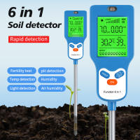 Medidor de suelo 6 en 1 giratorio 90 °   Detector de PH del suelo LCD fertilidad pH temperatura humedad luz prueba de humedad planta jardín granja analizador de suelo - details 0