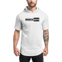 New Summer Brand Cotton Men Casual Shirts Gym Fitness Clothing Fashion Hip Hop Bodybuilding Muscle Hooded Short Sleeve T-shirt - details 2