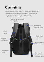 Mochila enrollable expandible antirrobo con bolsillo para portátil, mochila impermeable de gran capacidad para exteriores, bolsa escolar universitaria - details 9