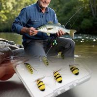 6 uds/10 Uds moscas de pesca con mosca señuelo biónico abejorro y polilla amarilla cebo pesca para carpa lubina salmón trucha agua dulce agua salada moscas húmedas equipo de pesca - details 9