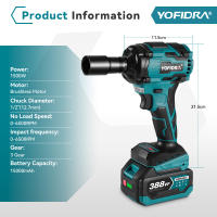 Llave de impacto eléctrica Yofidra sin escobillas de 1000N.M, destornillador inalámbrico de 3 funciones y 1/2 pulgada, taladro eléctrico para batería de 21V y 18V - details 1