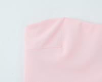 Vestido Sexy elegante rosa Pastel fruncido sin tirantes con hombros descubiertos Vestidos de fiesta con cremallera lateral Vestidos por debajo de la rodilla - details 3