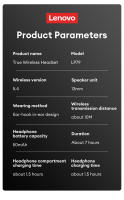 Nuevo Lenovo LP79 OWS Auriculares inalámbricos Bluetooth V5.4 Pantalla LED de alimentación Batería de larga duración Auriculares para juegos con cancelación de ruido Sonido envolvente Llamada HD Auriculares deportivos táctiles con micrófono Cordón - details 14