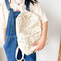 Mochilas de estilo Preppy para mujer, bandoleras impermeables de nailon para estudiantes, a la moda, con estampado Floral - details 5
