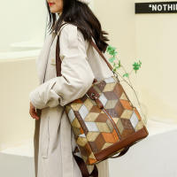 Mochila a cuadros de cuero PU suave para mujer, morral grande, bolsa de viaje, mochila escolar grande para Gir - details 9