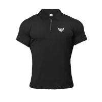European and American style Fashion Zip Print Polo Tees Mens Cotton Slim Polo Shirts with Short Sleeve Fitness Polo T-Shirt - details 17