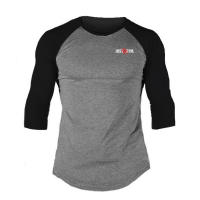 New Fitness Casual T-Shirt Muscle Tops Men's High Quality Cotton Breathable Three Quarter Sleeve Shirt Gym Bodybuilding T-Shirt - details 3