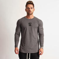 Camiseta Deportiva de Algodón con Estampado de Letra Cuello Redondo, Manga Larga, Fitness de Otoño-Invierno para Hombres - details 6