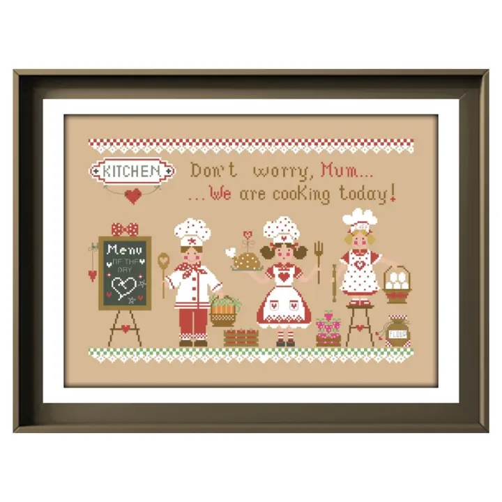 Little chef-kit de punto de cruz, 18ct 14ct 11ct hilo de algodón, lino, lienzo, costura, bordado, bricolaje - 1