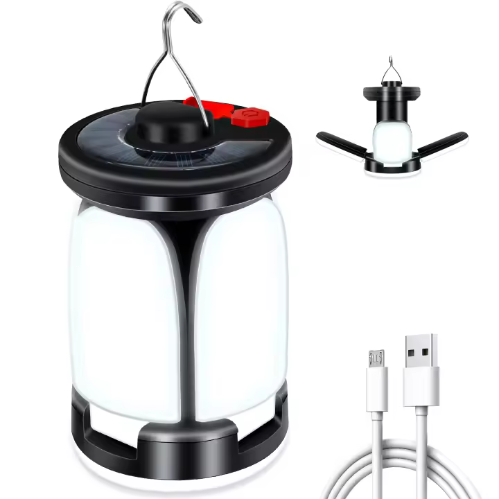 Linterna LED Solar de alta potencia para acampar, recargable, 4500mAh, 1000LM, plegable de emergencia, 6 modos de luz para acampar y pescar - 1