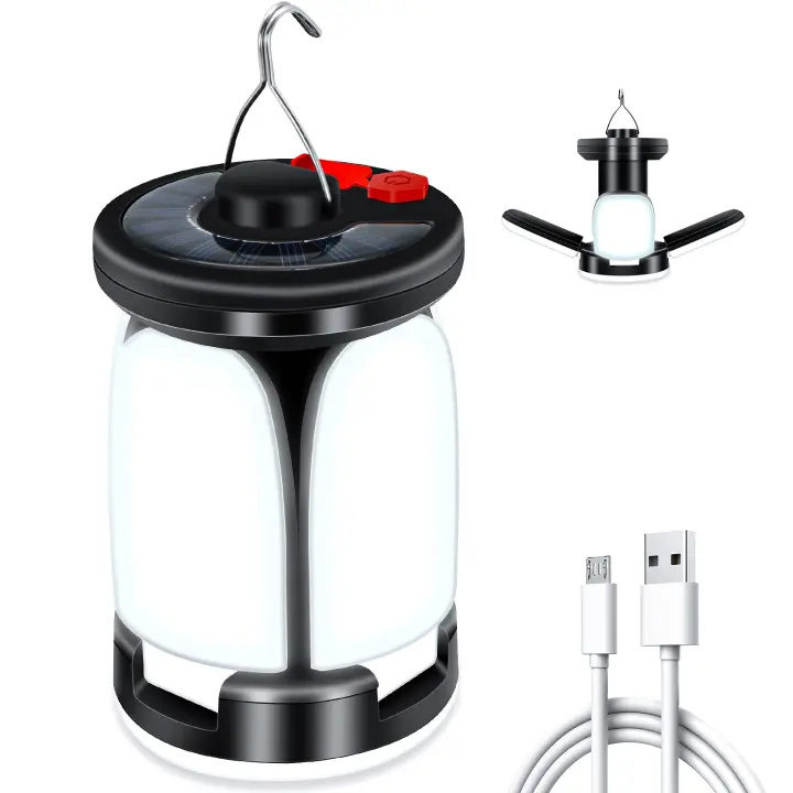 Linterna LED Solar de alta potencia para acampar, recargable, 4500mAh, 1000LM, plegable de emergencia, 6 modos de luz para acampar y pescar - 1