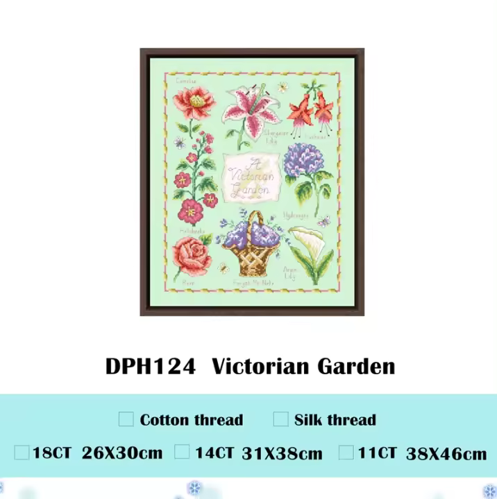 Kit de punto de cruz de jardín victoriano, tela verde claro, hilo de algodón, kit de bordado artesanal, decoración de la pared del hogar, 18CT, 14ct, 11CT - 1