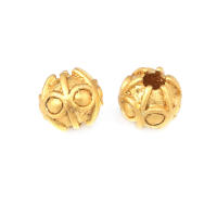 Cuentas de ojo de libélula de latón de Color dorado de 18K con patrón, cuentas espaciadoras de barril de bola redonda, fabricación de joyería, accesorios de pulseras Diy - details 20