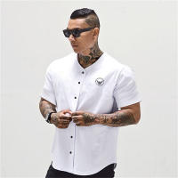 Men Fitness Muscle T-Shirts Summer Mesh Breathable Quick Dry Cardigan Shirts New Casual Fashion Short Sleeve Sports V-neck Tops - details 5