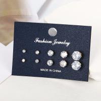 Juego de 5 pares de pendientes de circonio para mujer y hombre, pendientes de Color dorado y plateado, Piercings para las orejas Unisex, regalo de joyería - details 8