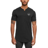Summer Breathable Short Sleeve Quick Dry T-shirt Fashion V-neck Tops Men Fitness Gym Sport Shirt Outdoor Casual Hip Hop T-shirt - details 2