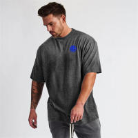 Gym New Oversized Classic Casual Trend T-shirt Mens Short Sleeve Fitness Training Summer Breathable Loose Bodybuilding Tops Tees - details 8