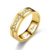 Anillos de compromiso de pareja de acero inoxidable a la moda para mujeres y hombres, anillo de cristal I LOVE YOU, regalo de joyería de boda 2024 - details 4