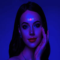 Pegatina de tatuaje facial fluorescente para Halloween, tatuaje falso de mariposa, rosa, Festival, Fiesta de máscaras, pegatina corporal - details 5