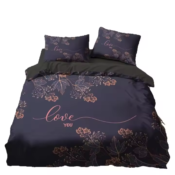 Conjunto de Ropa de Cama 3D Negro Funda de Edredón Impresa en 3D Diseño Dorado - 1