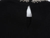 2025 Women Faux Jewel Collar Knitted Sweater Long Sleeve Round Neck Black Crop Pullover Streetwear Knitwear - details 13