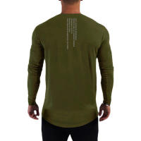 Gym Cotton Long Sleeve T-shirt Men Fitness Workout Slim Fit T Shirt Bodybuilding Sports Training Tee Tops Autumn Casual Clothing - details 10