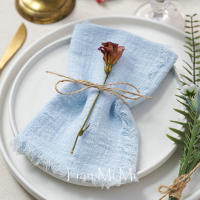 Servilletas rústicas de algodón de gasa, tela de lino Retro elegante y suave para fiesta de boda, comedor, decoración de mesa de uso diario - details 3