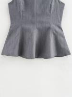2025 Women Sexy Backless Bow Tank Top O Neck Sleeveless Peplum Hem Fitted Summer Tops - details 8